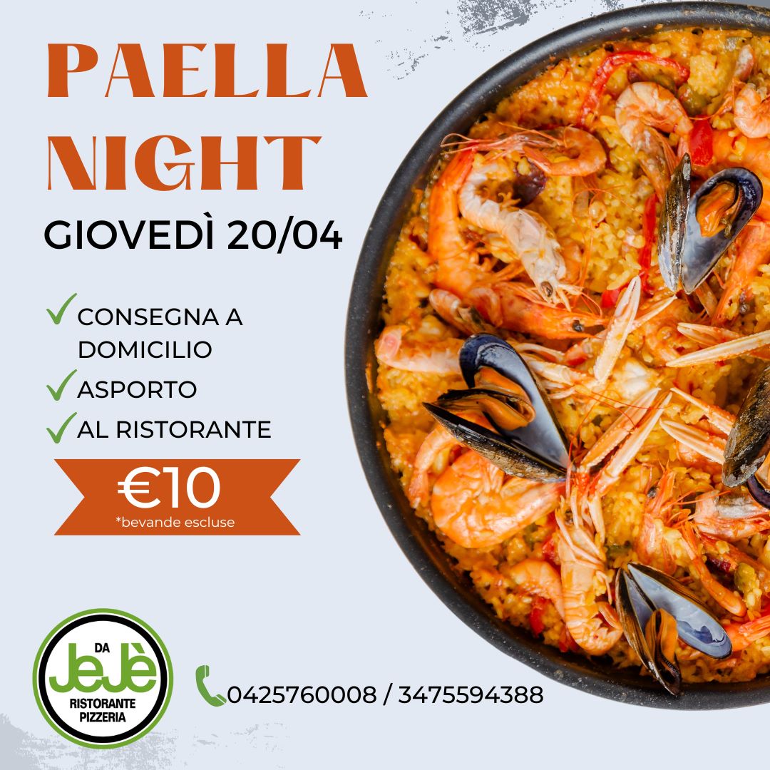 Promo PAELLA NIGHT - Ristorante Pizzeria da Jejè